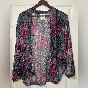 Elevenses Pink and Black Patterned Cardigan